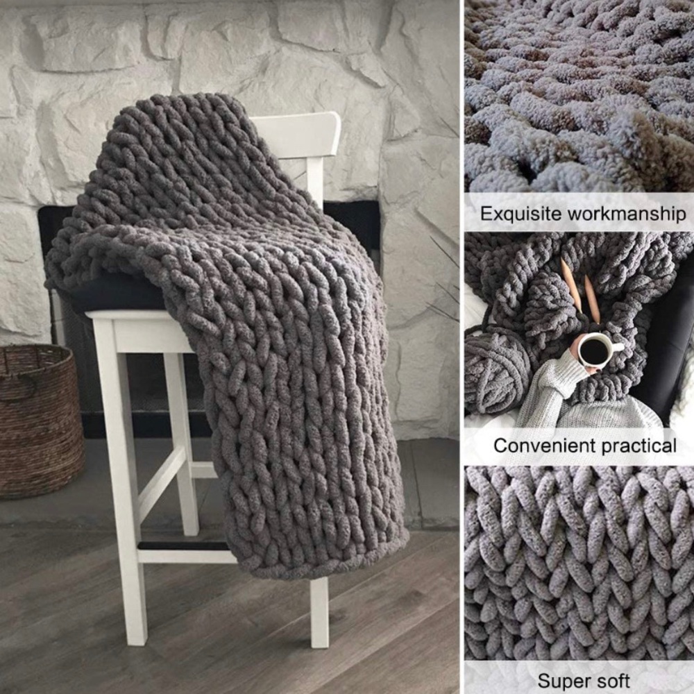 Homemade Chunky Knit Chenille Blanket